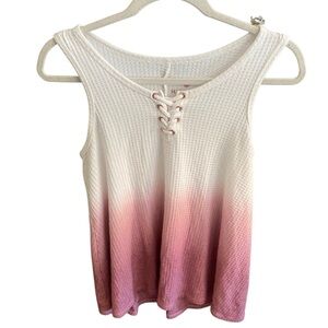 Justice girls sz 14/16 Pink/cream Ombre Waffle Tank Shirt